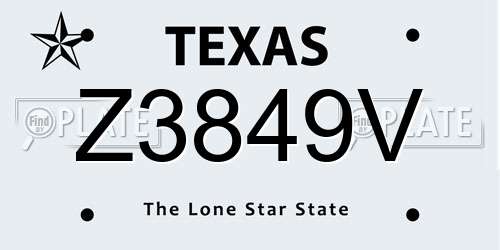Z3849V Texas License Plate
