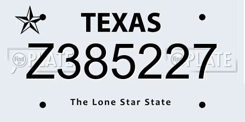 Z385227 Texas License Plate