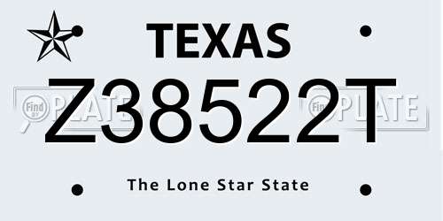 Z38522T Texas License Plate