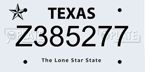 Z385277 Texas License Plate