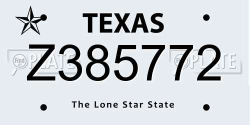Z385772 Texas License Plate