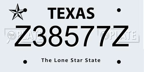 Z38577Z Texas License Plate