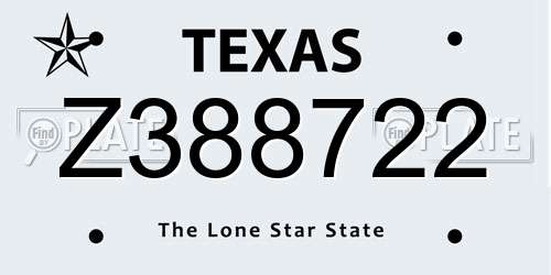 Z388722 Texas License Plate