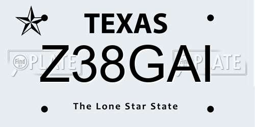 Z38GAI Texas License Plate