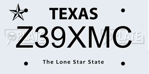 Z39XMC Texas License Plate