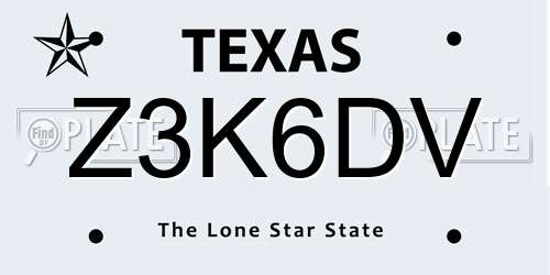 Z3K6DV Texas License Plate