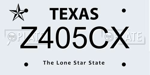 Z405CX Texas License Plate