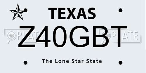 Z40GBT Texas License Plate
