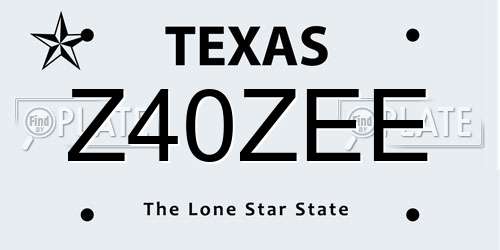 Z40ZEE Texas License Plate