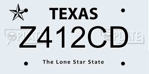 Z412CD Texas License Plate