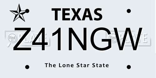 Z41NGW Texas License Plate