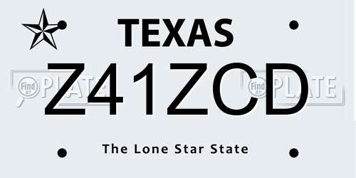 Z41ZCD Texas License Plate