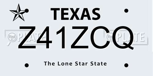Z41ZCQ Texas License Plate