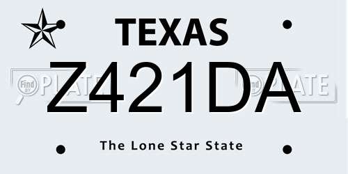 Z421DA Texas License Plate