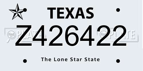 Z426422 Texas License Plate