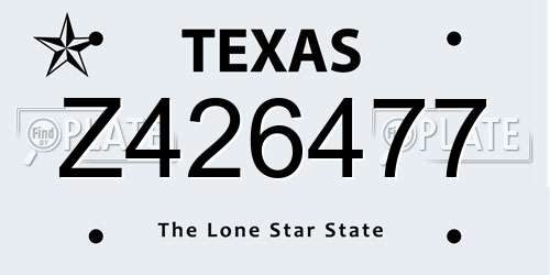 Z426477 Texas License Plate