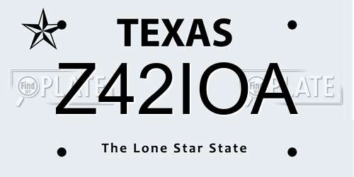 Z42IOA Texas License Plate