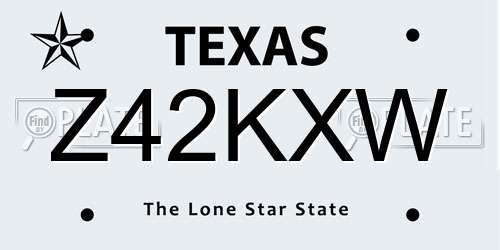 Z42KXW Texas License Plate