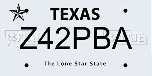 Z42PBA Texas License Plate