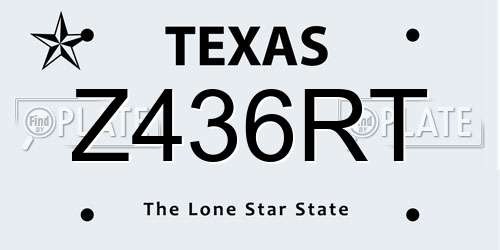 Z436RT Texas License Plate