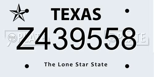 Z439558 Texas License Plate