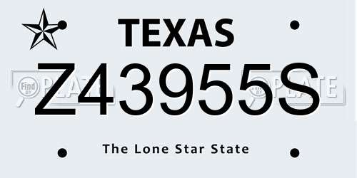 Z43955S Texas License Plate