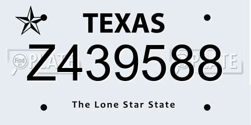 Z439588 Texas License Plate