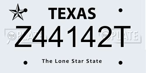 Z44142T Texas License Plate