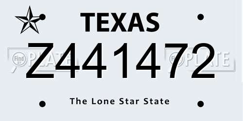 Z441472 Texas License Plate