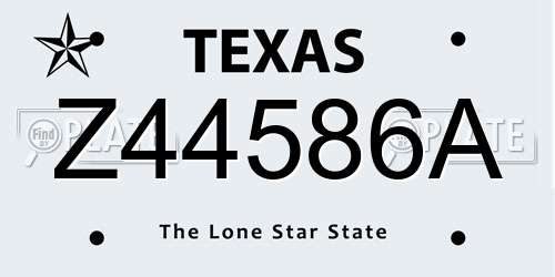 Z44586A Texas License Plate