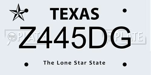 Z445DG Texas License Plate