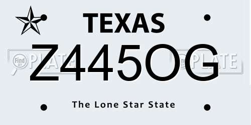 Z445OG Texas License Plate