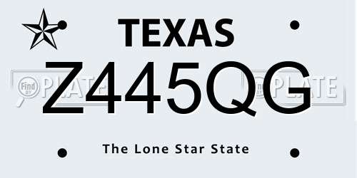 Z445QG Texas License Plate
