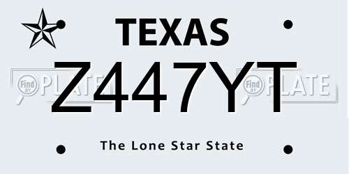 Z447YT Texas License Plate