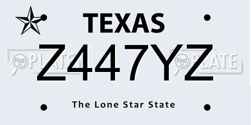 Z447YZ Texas License Plate