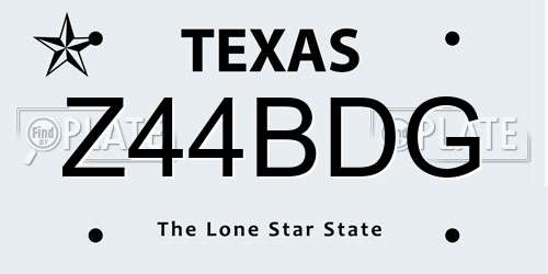 Z44BDG Texas License Plate