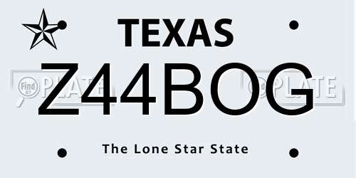 Z44BOG Texas License Plate