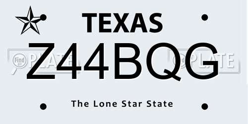 Z44BQG Texas License Plate