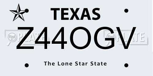 Z44OGV Texas License Plate