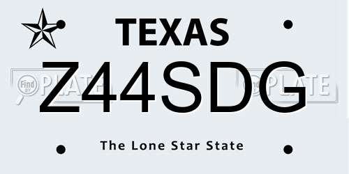 Z44SDG Texas License Plate