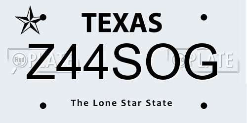 Z44SOG Texas License Plate