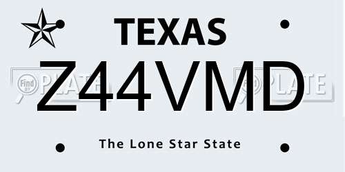 Z44VMD Texas License Plate