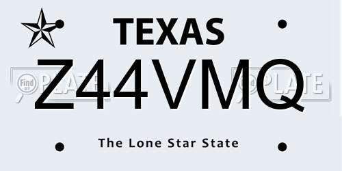 Z44VMQ Texas License Plate