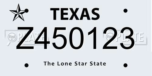 Z450123 Texas License Plate