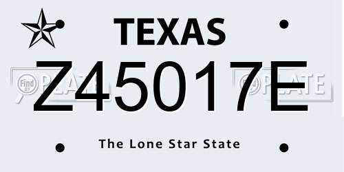 Z45017E Texas License Plate
