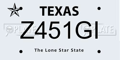 Z451GI Texas License Plate