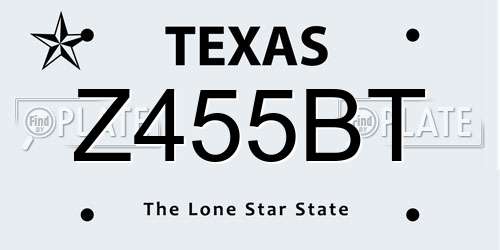 Z455BT Texas License Plate