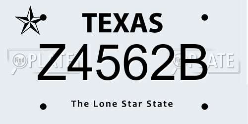 Z4562B Texas License Plate