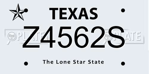 Z4562S Texas License Plate