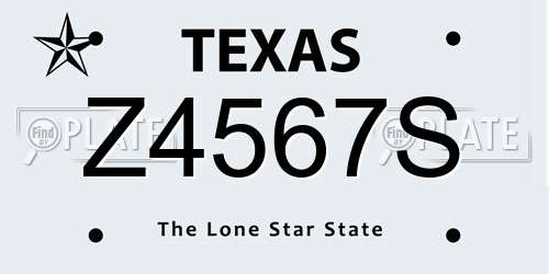 Z4567S Texas License Plate